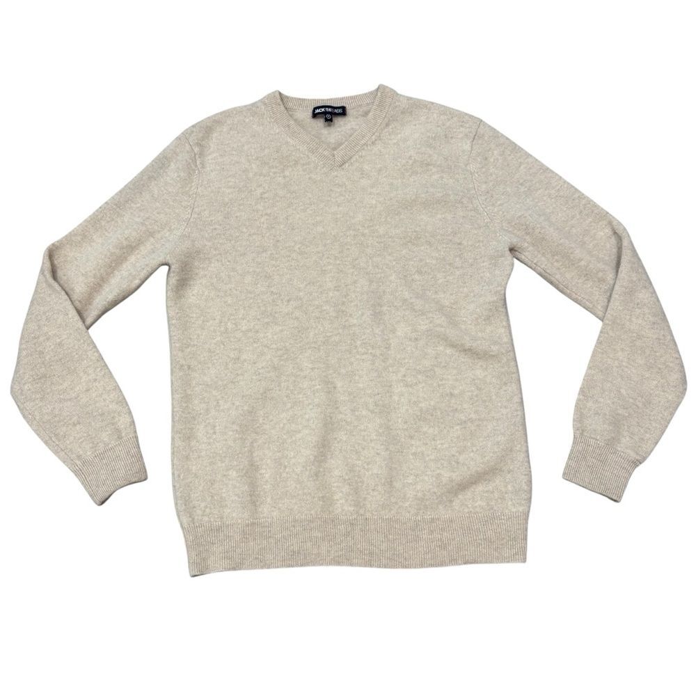 Jack Threads Men’s Cream 100% Cashmere V-Neck Sweater Size S